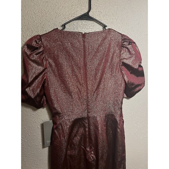 THEIA Mya Lurex Stretch jaquard v-neck midi dress with short sleeves Sz 6 - Picture 12 of 16